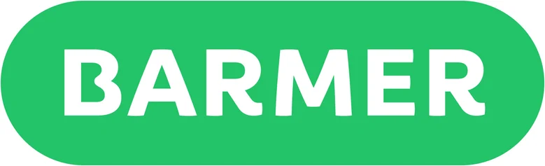 Barmer Logo mit weißer Schrift auf grünem Hintergrund