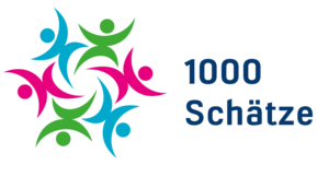 Logo einer Blume und darüber steht 1000 Schätze