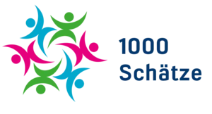 Logo einer Blume und darüber steht 1000 Schätze