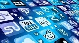 Icons auf blauem Untergrund