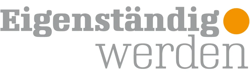 Schriftzug "Eigenständig werden" über zwei Zeilen in grauer Schrift auf weißem Untergrund.