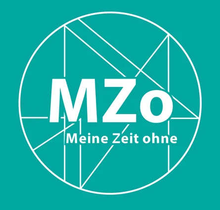 Logo der App "Meine Zeit ohne" mit den Anfangsbuchstaben der Wörter in einem Kreis auf blaugrünem Hintergrund.